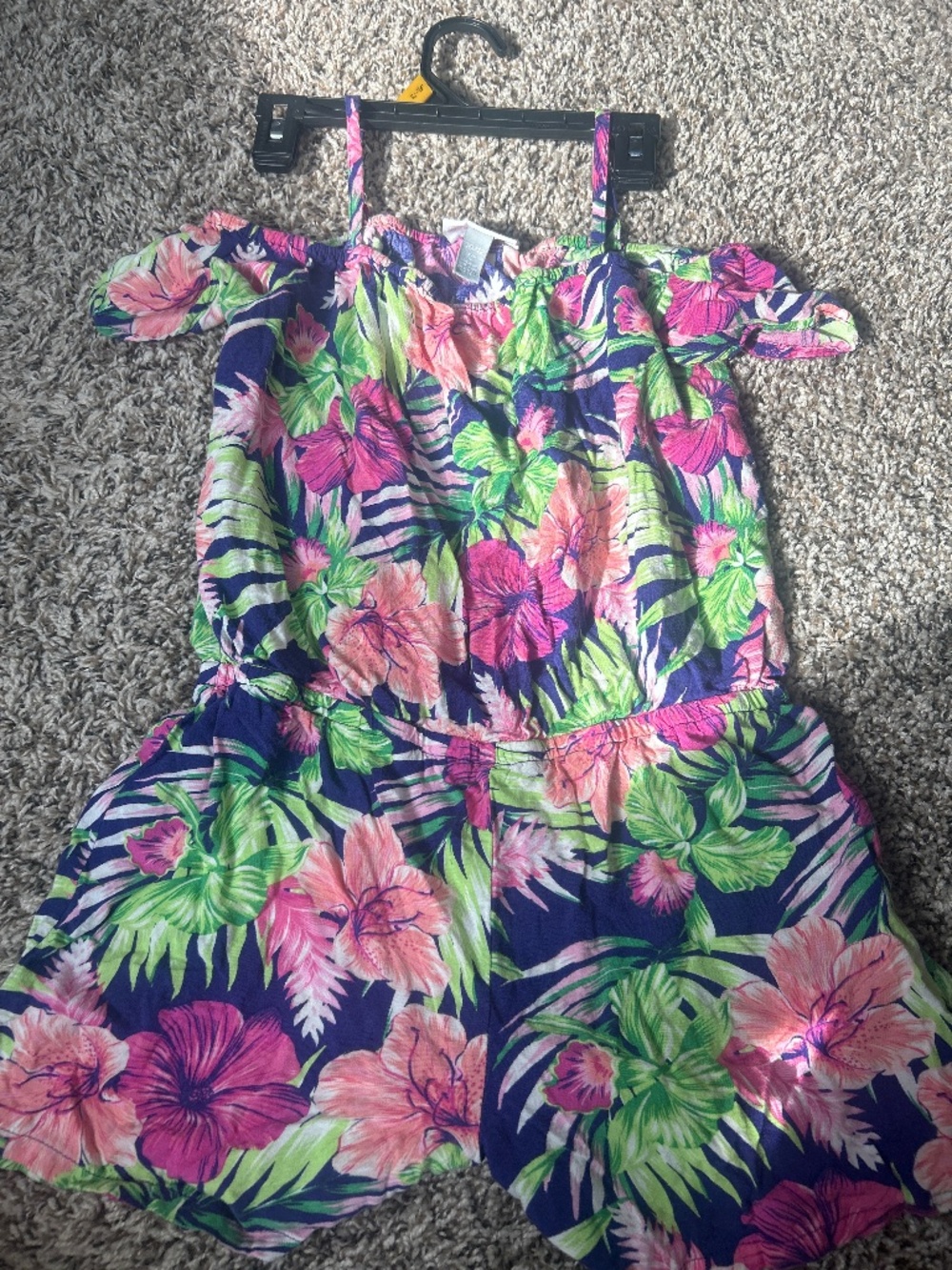 The Children’s Place Girls Floral Romper Size 10/12 Large Short Jumpsuit